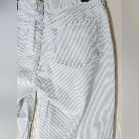 Old Navy Boyfriend 12 StripedBlueWhite FullLength 100%Cotton Pockets Women Pants - Picture 8 of 8